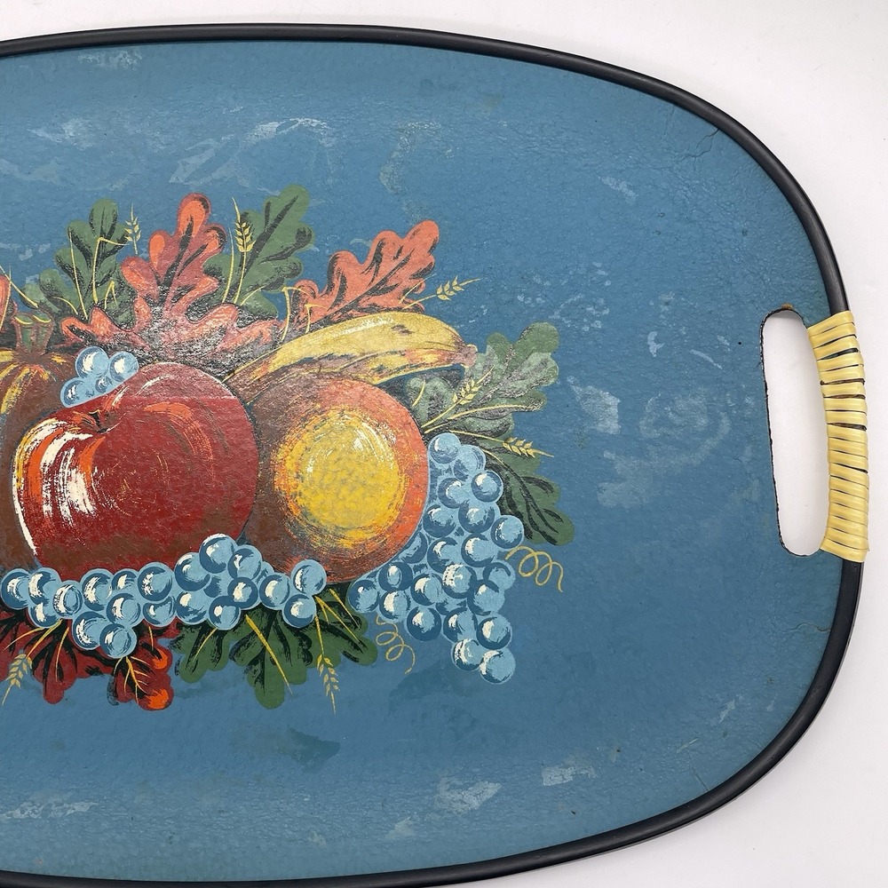 Vintage Tilso Mid-Century Modern Oval Fiberboard Serving Tray Fruit Japan Enesco - Picture 4 of 13